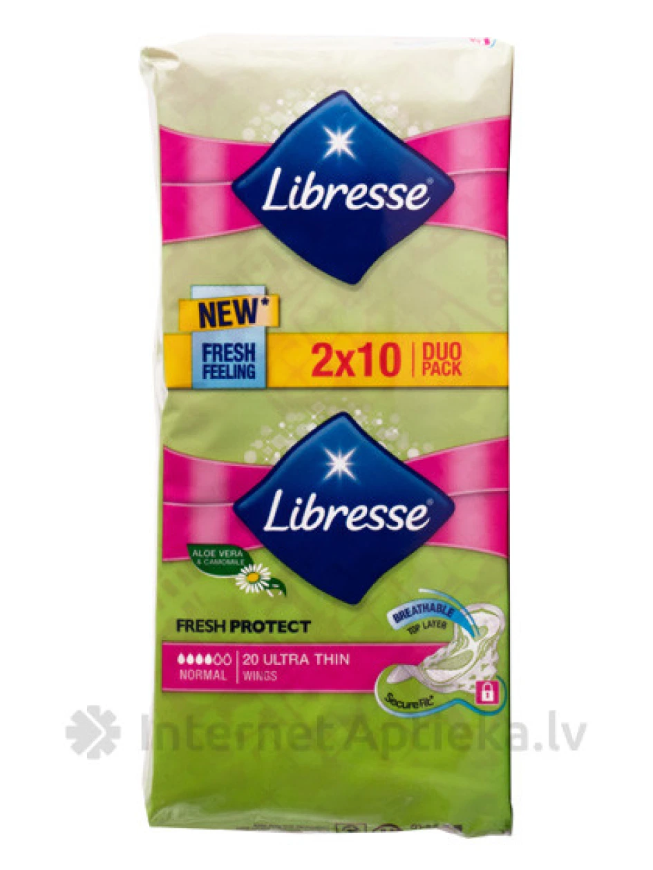 Libresse Ultra Thin Normal (Aloe vera & Camomile) higiēniskās paketes, 20 paketes | internetaptieka.lv