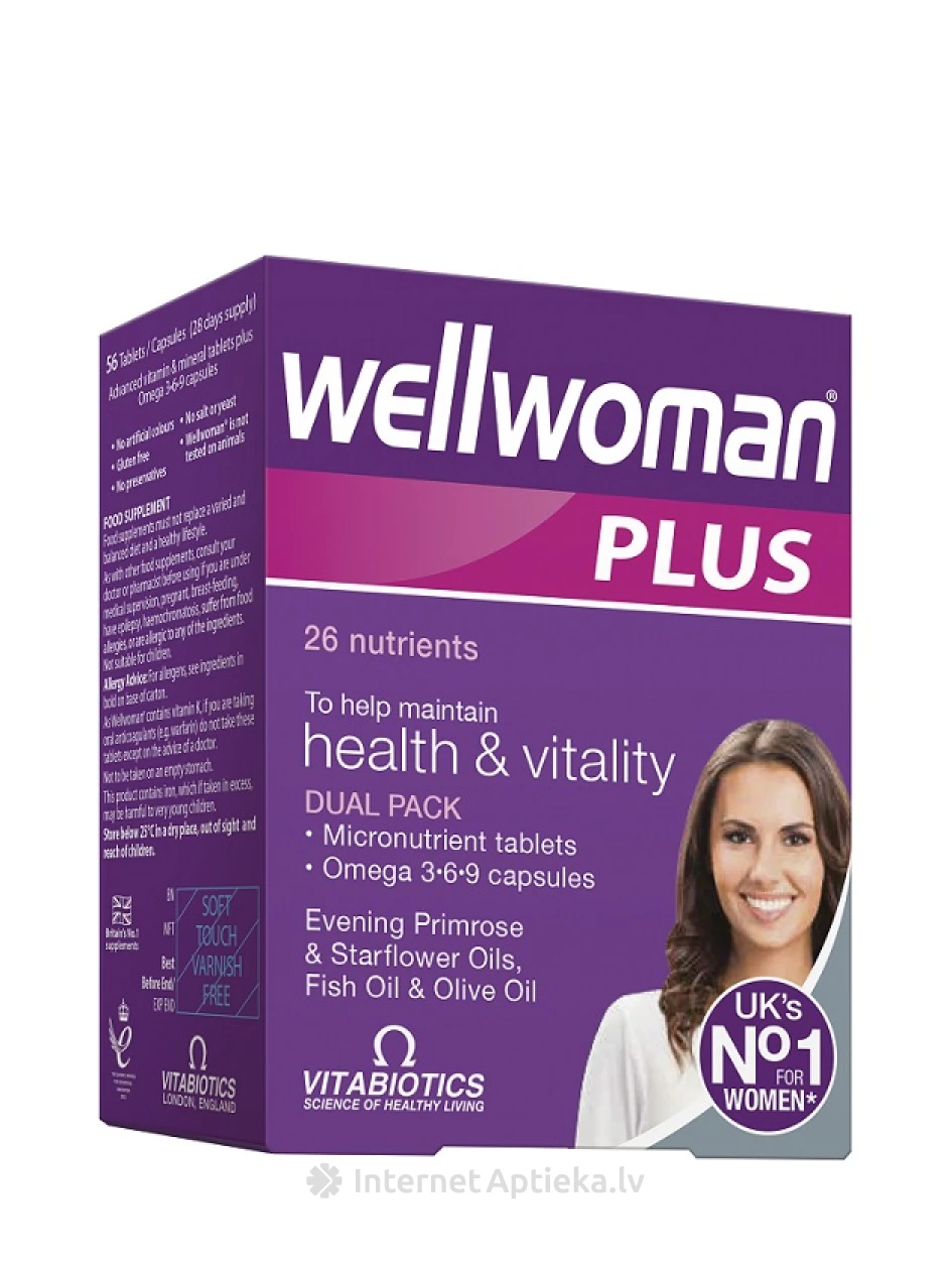 Wellwoman Plus Omega 3-6-9, 28 tabletti ja 28 kapslit | internetaptieka.lv
