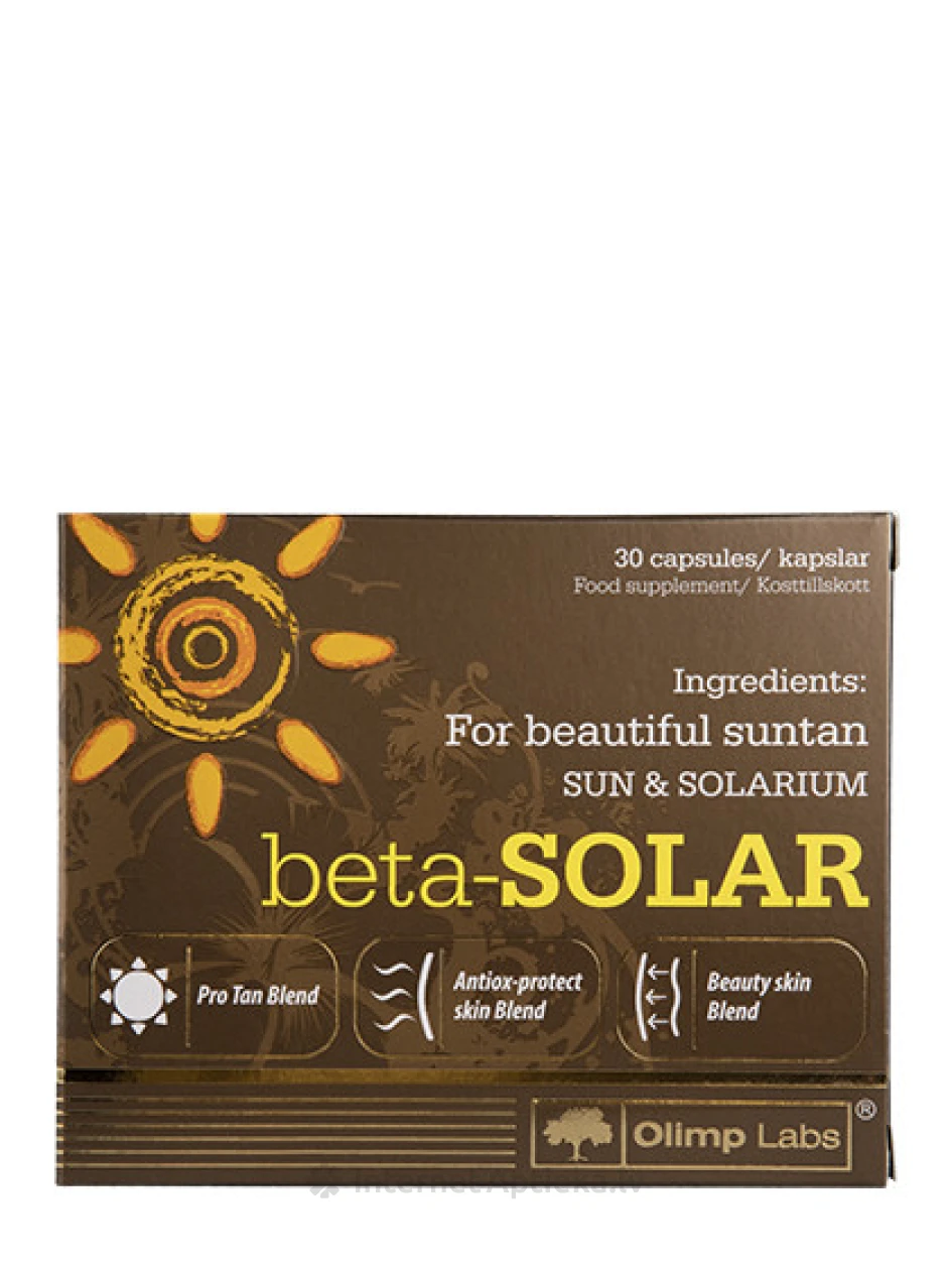 Olimp Labs Beta Solar vienmērīgam un skaistam iedegumam saulē un solārijā, 30 kapsulas | internetaptieka.lv