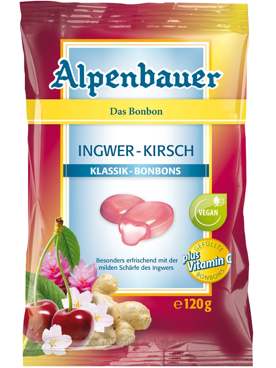 Alpenbauer ķiršu konfektes ar ingveru, 120 g | internetaptieka.lv