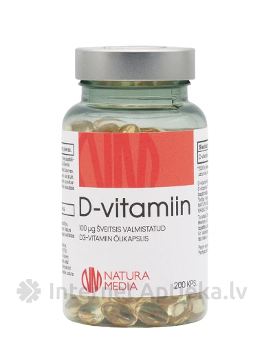 D3 vitamīns 100 mkg, 200 kapsulas | internetaptieka.lv
