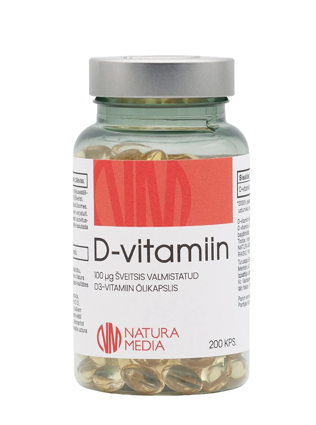 NATURA MEDIA D3 vitamīns 100 mkg (4000 SV), 200 kapsulas