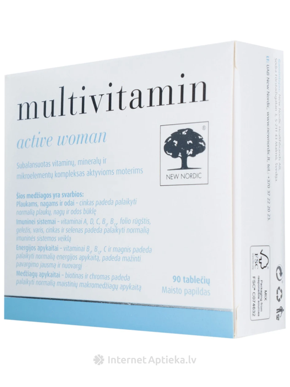 New Nordic Multivitamin active woman, 90 таблеток | internetaptieka.lv