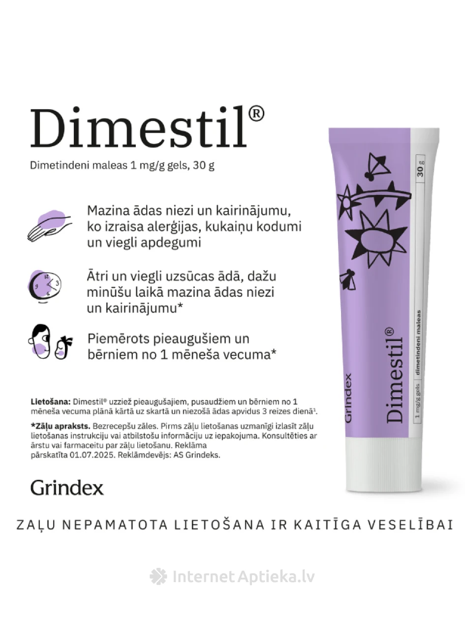 Dimestil 1 mg/g geel, 30 g | internetaptieka.lv