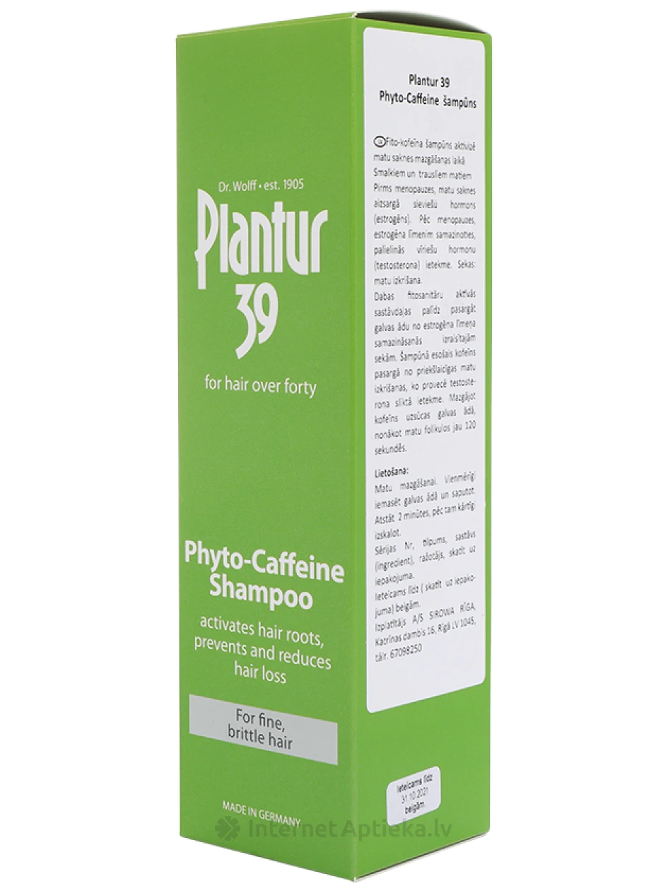 Plantur 39 Phyto-Caffeine šampūns normāliem matiem pret matu izkrišanu, 250 ml | internetaptieka.lv