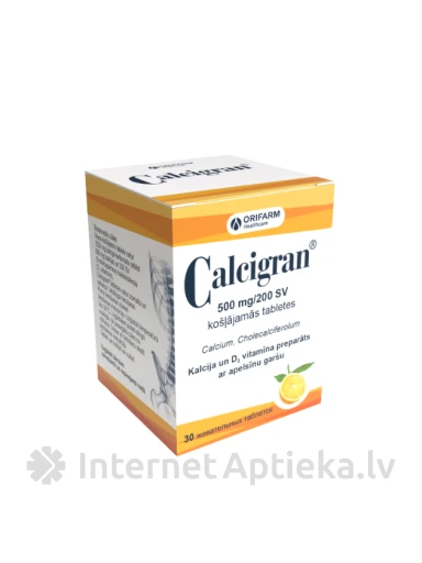 Calcigran 500mg, 30 košlājamas tabletes | internetaptieka.lv