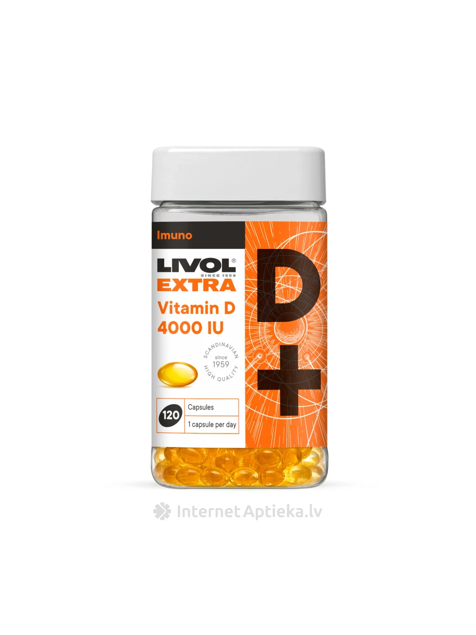 LIVOL EXTRA Vitamīns D 4000 IU, 120 kapsulas | internetaptieka.lv