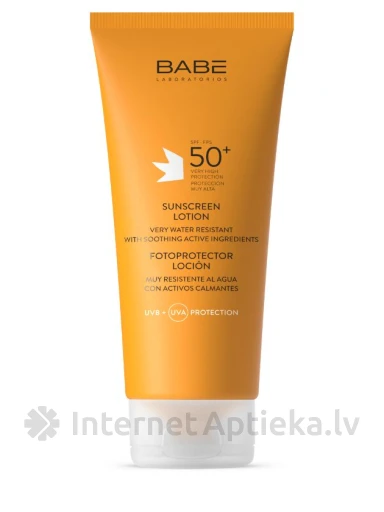 Babē saules aizsarglosjons ķermenim SPF50+, 200 ml | internetaptieka.lv
