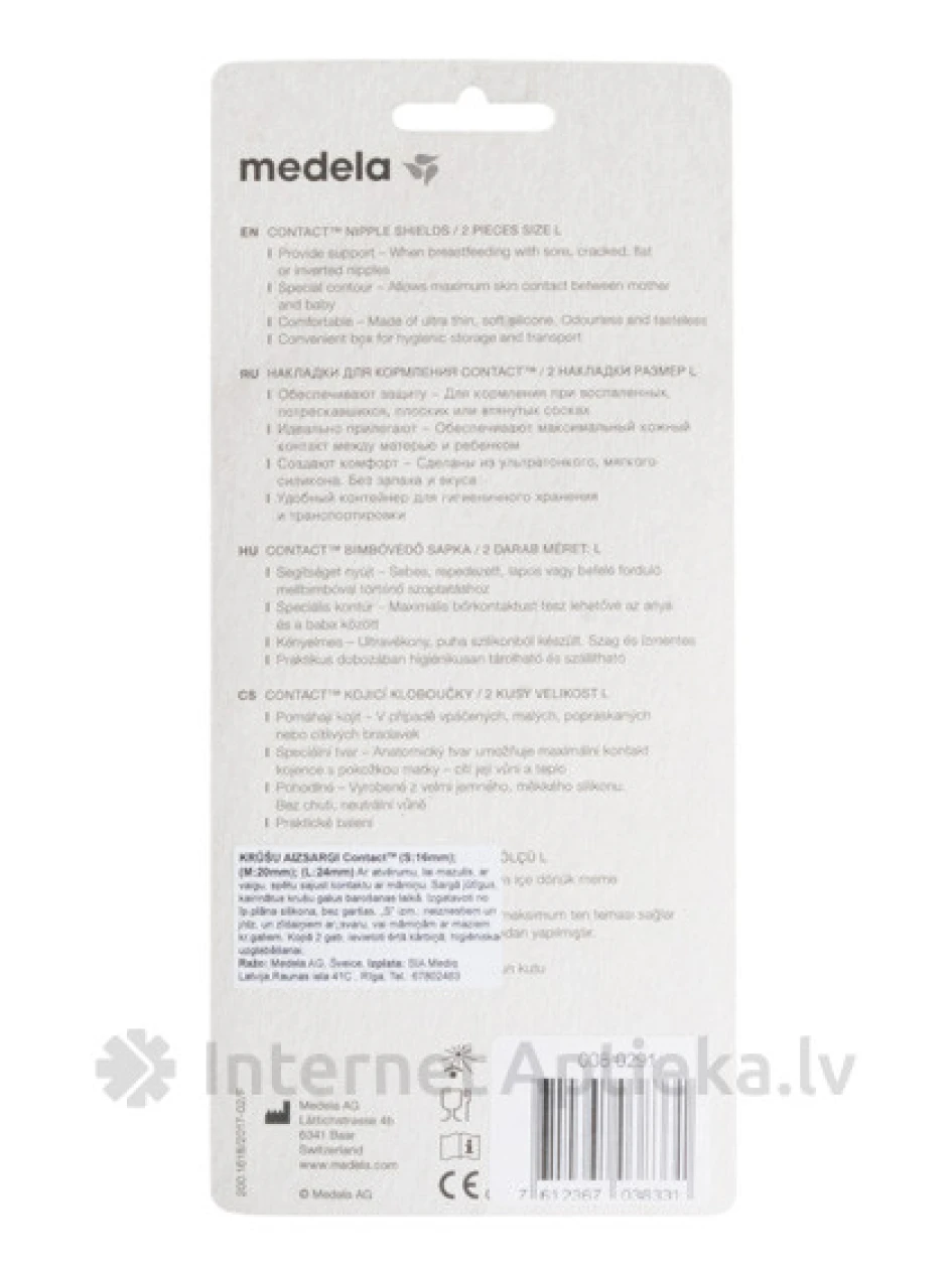 Medela Contact Накладки на соски - размер L, 2 шт. | internetaptieka.lv