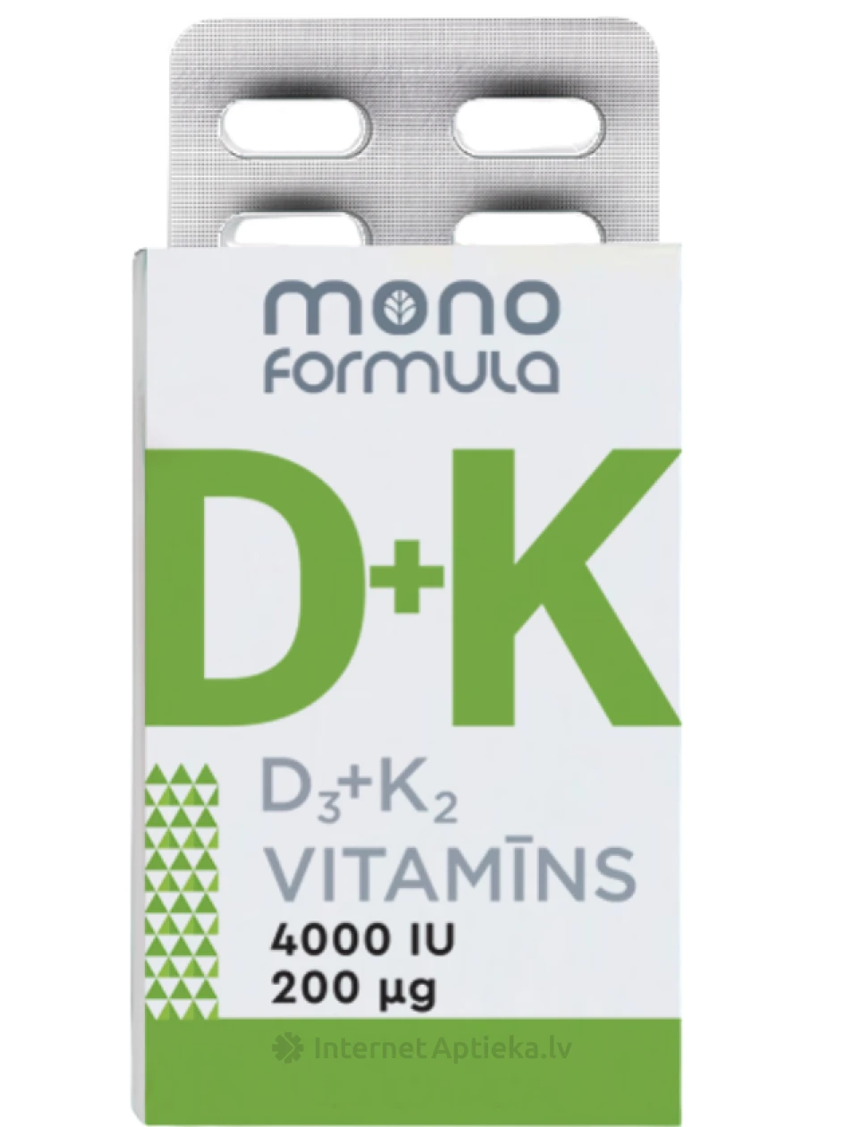 Mono Formula - D3+K2 vitamīns, 30 kapsulas | internetaptieka.lv