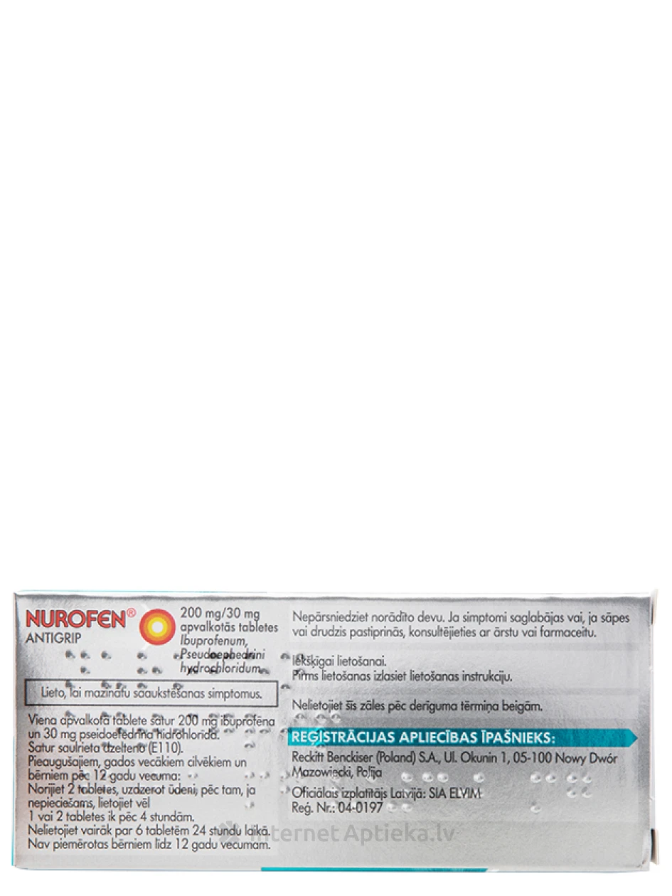 Nurofen Antigrip, 12 таблеток в оболочке | internetaptieka.lv