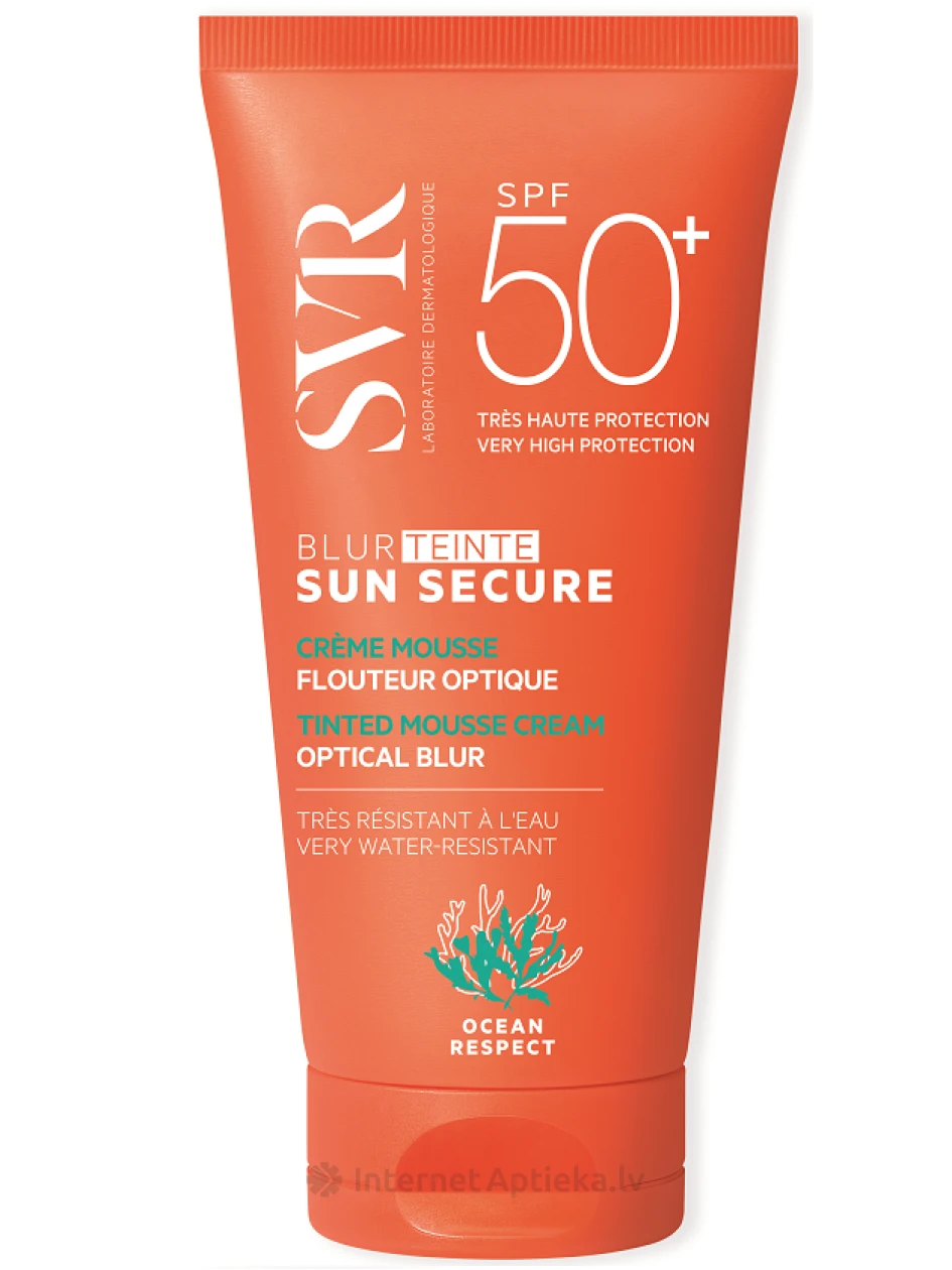 SVR SUN SECURE BLUR TEINTE SPF50+ защитный крем для лица с тоном, 50 мл | internetaptieka.lv