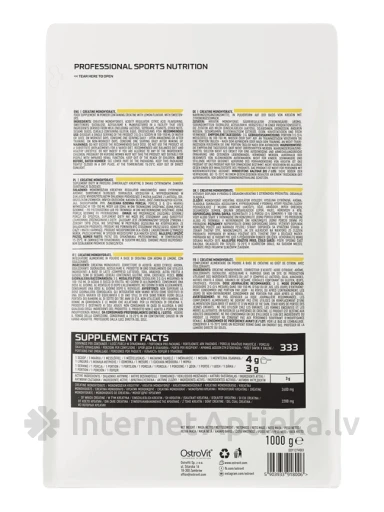 OstroVit 100% Creatine Monohydrate Lemon Pulber, 1000 g | internetaptieka.lv