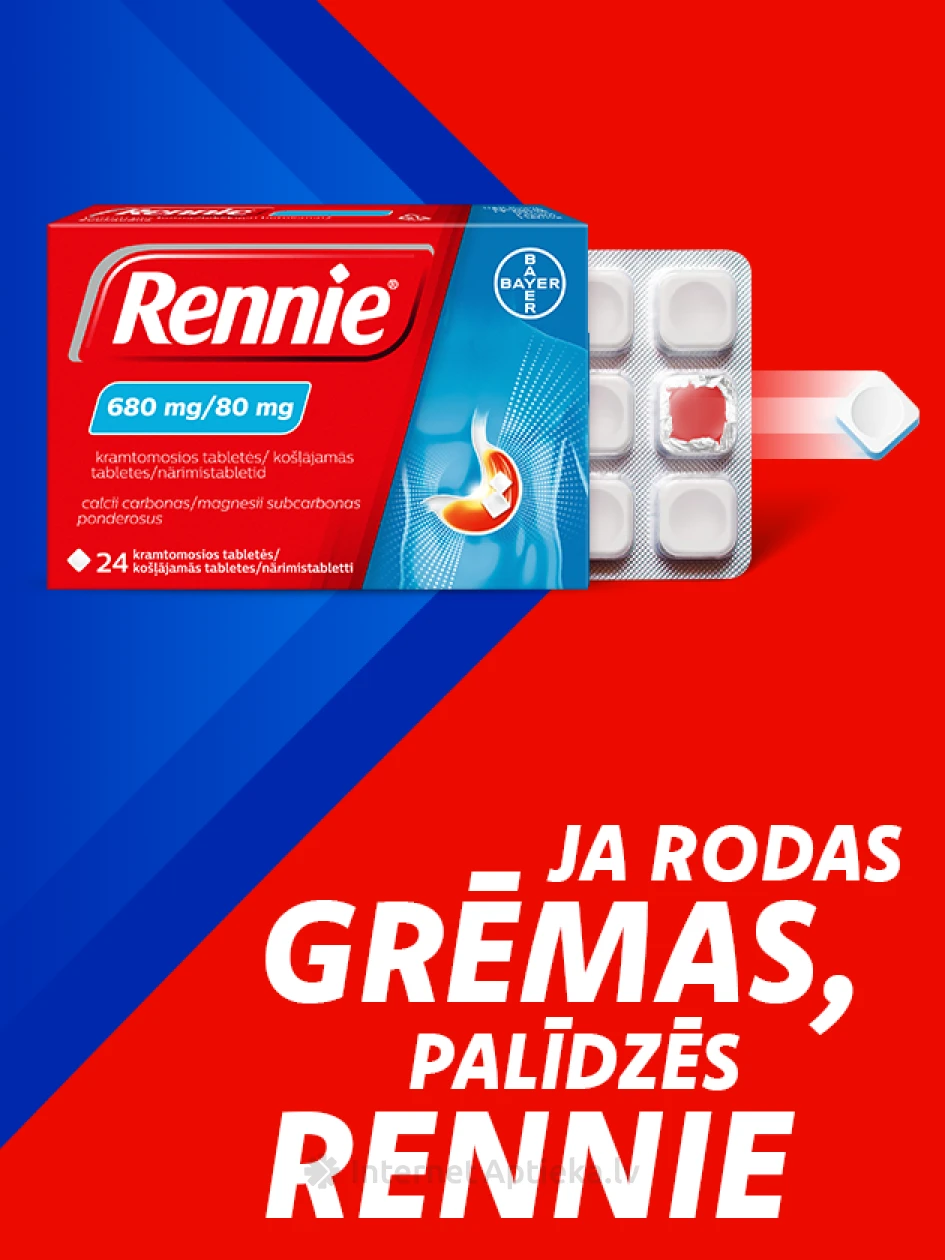 Rennie 680 mg/80 mg, 24 таблеток | internetaptieka.lv