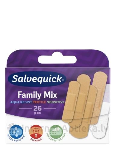 Salvequick Family Mix plāksteru komplekts visai ģimenei, 26 gb. | internetaptieka.lv