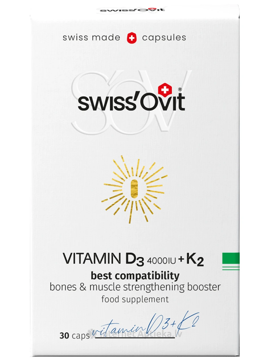 Swiss´Ovit Vitamin D3 4000IU +K2, 30 kapsulas | internetaptieka.lv