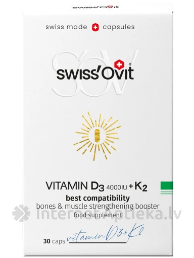 Swiss´Ovit Vitamin D3 4000IU +K2, 30 kapsulas | internetaptieka.lv