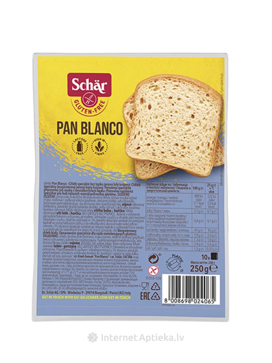 Schär Pan Blanco безглютеновый Классический белый хлеб, 250 г | internetaptieka.lv