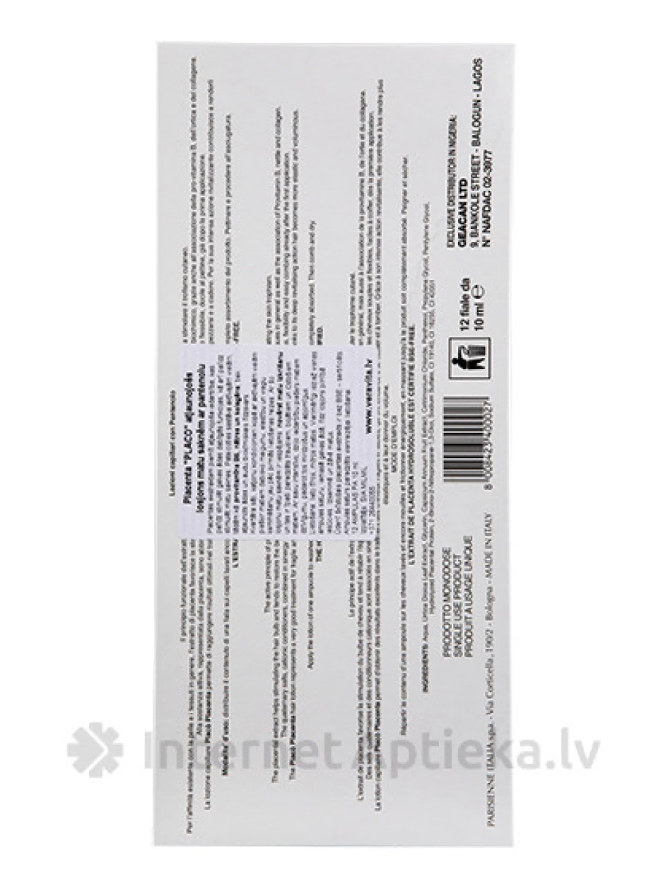 Placenta Placo ar pantenolu matiem, 10 ml ampulas, 12 gab. | internetaptieka.lv
