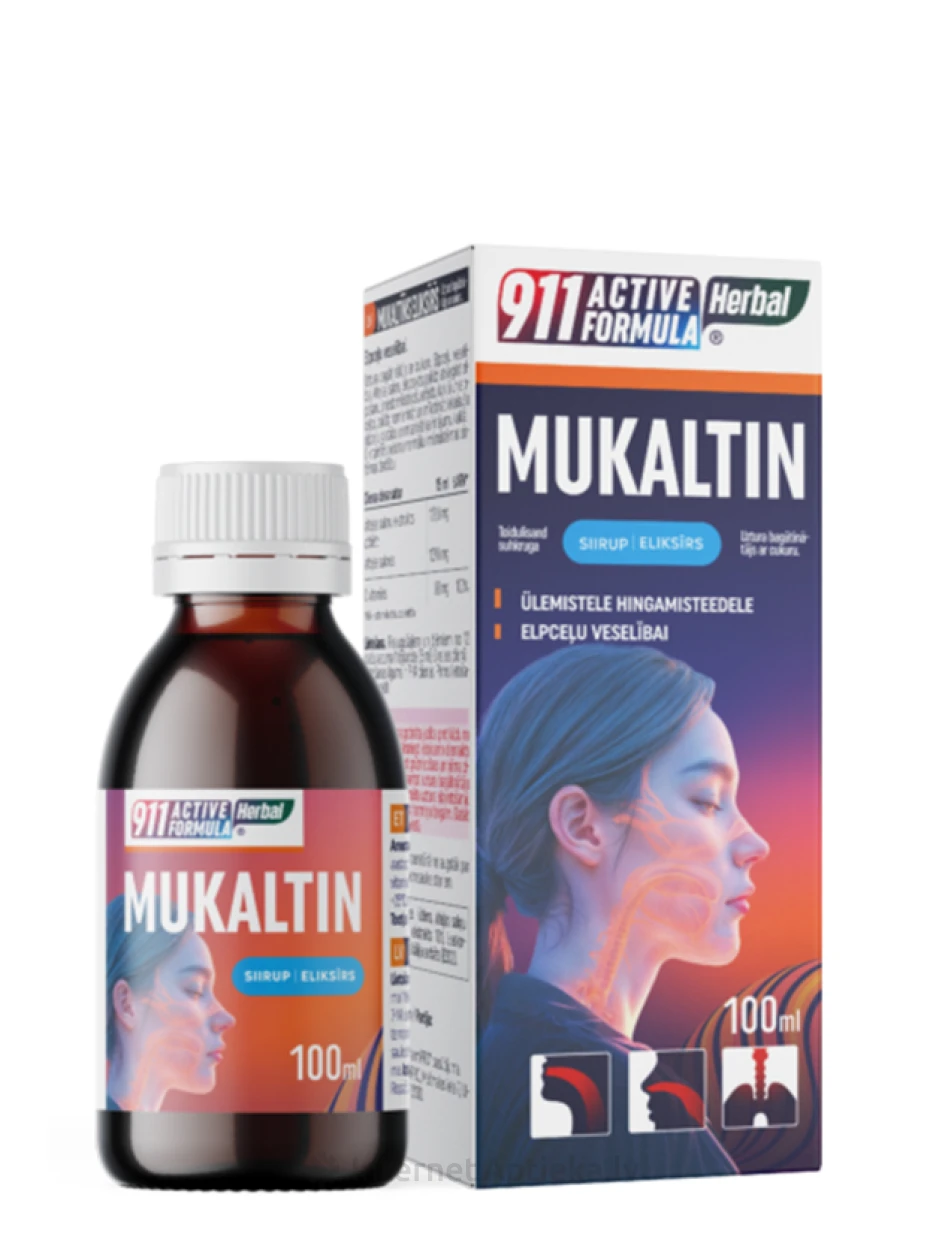 911 Active Formula Mukaltīns eliksīrs Herbal, 100 ml | internetaptieka.lv