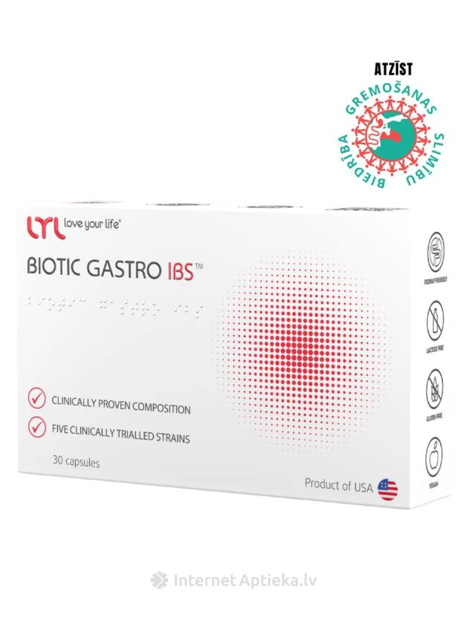 LYL BIOTIC GASTRO IBS probiootikumid, 30 kapslit | internetaptieka.lv