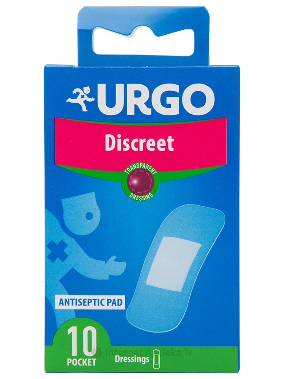 Urgo Discreet plāksteri 1.9 cm x 7.2 cm, 10 gb. | internetaptieka.lv
