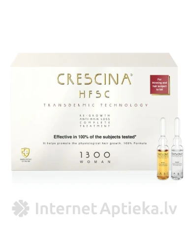 CRESCINA TRANSDERMIC TREATMENT ampulu komplekss SIEVIETĒM, intensitāte 1300, 20 + 20 ampulas | internetaptieka.lv