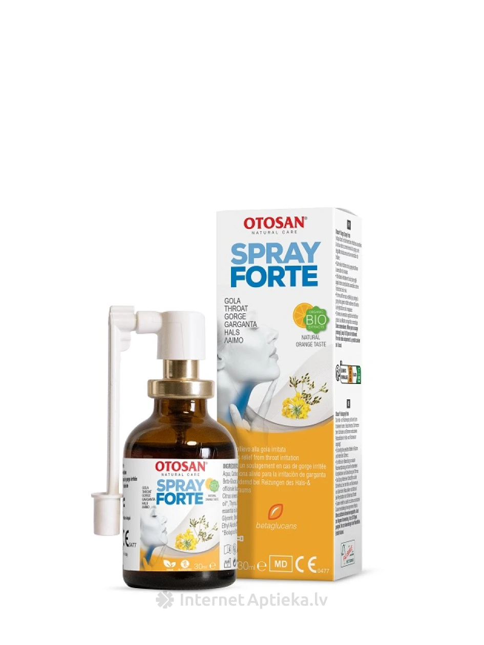 Otosan Throat Spray Forte спрей для горла, со вкусом апельсина, 30 мл | internetaptieka.lv