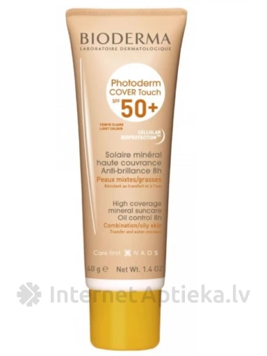 Bioderma Photoderm Cover touch SPF50+ heledalt toonitud, 40 g | internetaptieka.lv