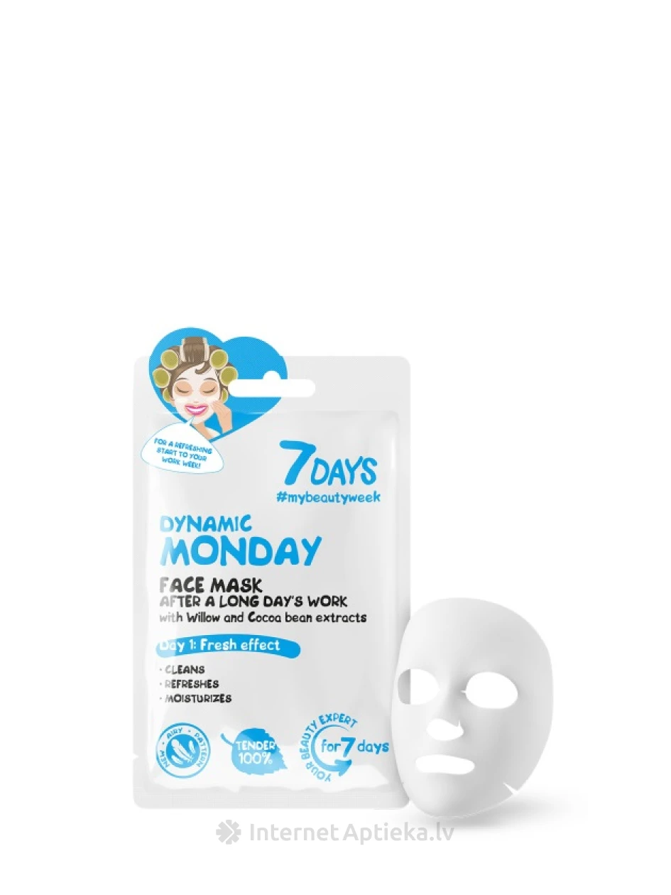 7Days Možā pirmdiena sejas maska ar vītola mizu un kakao, 28 g | internetaptieka.lv