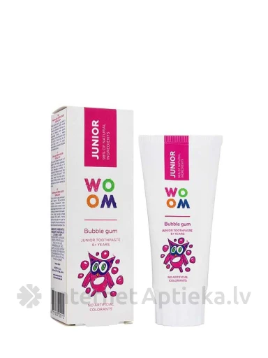 Woom Junior Bubble gum zobupasta 6+ gadi, 50 ml | internetaptieka.lv