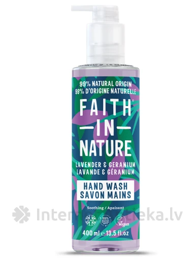 FAITH IN NATURE Средство для мытья рук Лаванда и герань, 400 мл | internetaptieka.lv