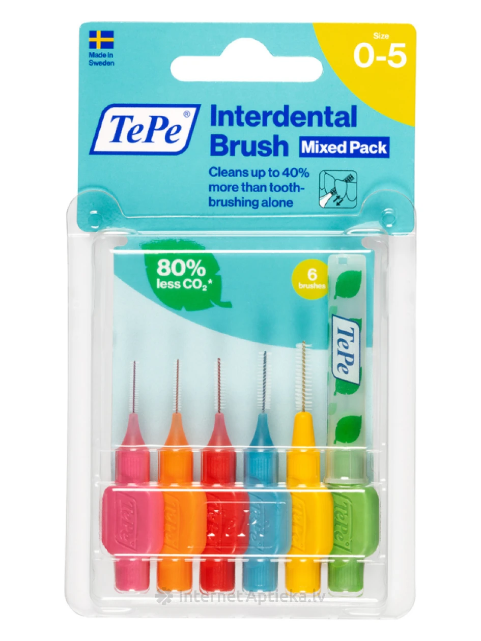 TePe Interdental Brush hambavaheharjade segakomplekt, kõik suurused, 6 tk | internetaptieka.lv