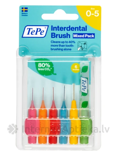 TePe Interdental Brush hambavaheharjade segakomplekt, kõik suurused, 6 tk | internetaptieka.lv