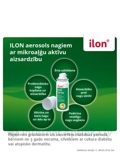 Ilon  спрей для ногтей с активной защитой от микроводорослей, 50 мл | internetaptieka.lv