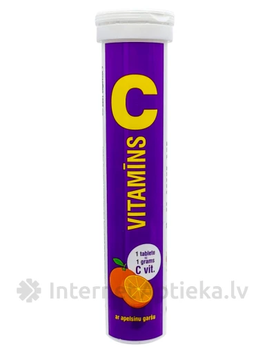 Витамин C 1000 мг шипучие таблетки с апельсиновым вкусом, 20 таблеток | internetaptieka.lv