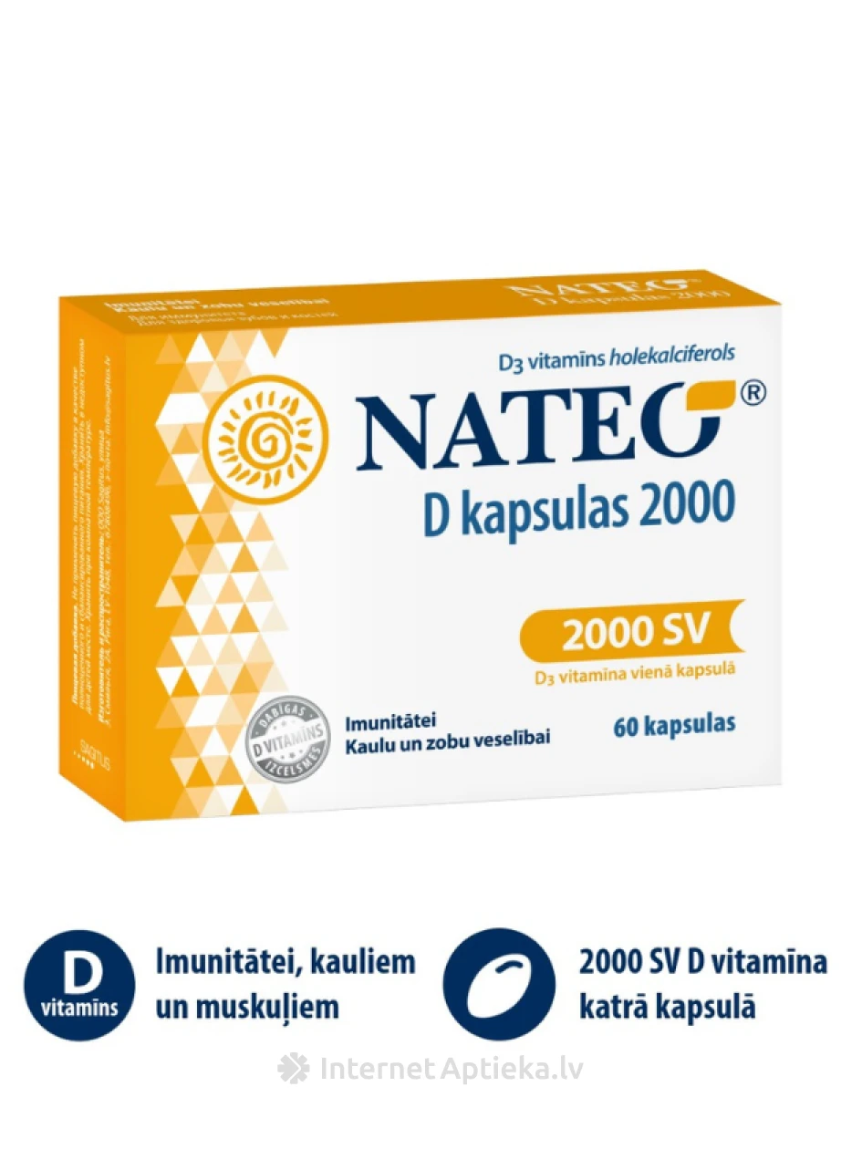 Nateo D SV2000, 60 kapsulas | internetaptieka.lv