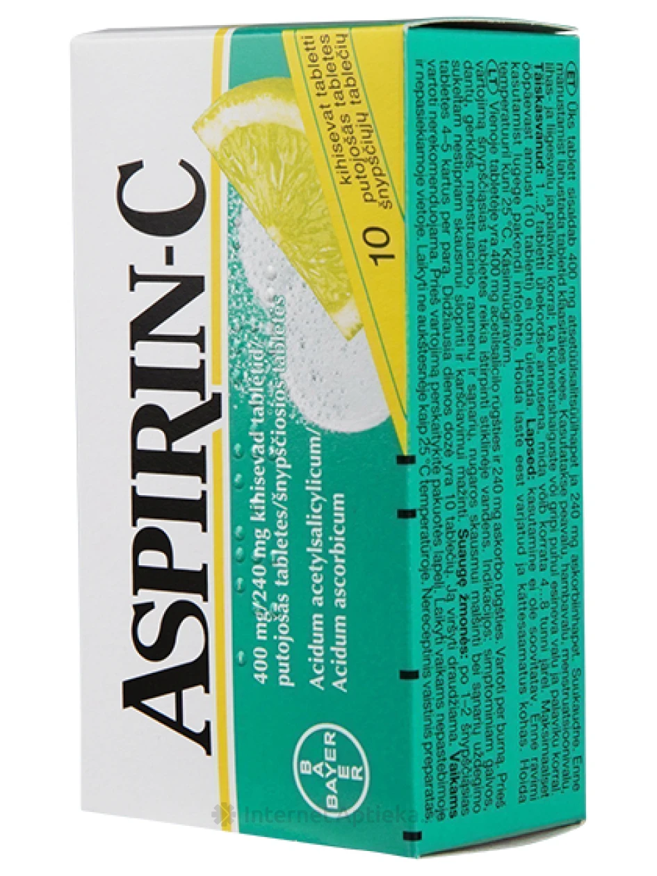Aspiriin C (aspiriin), 10 kihisevat tabletti | internetaptieka.lv