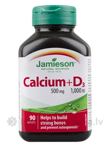 Jamieson Calcium 500 mg + D3 1000IU, 90 tabletes | internetaptieka.lv