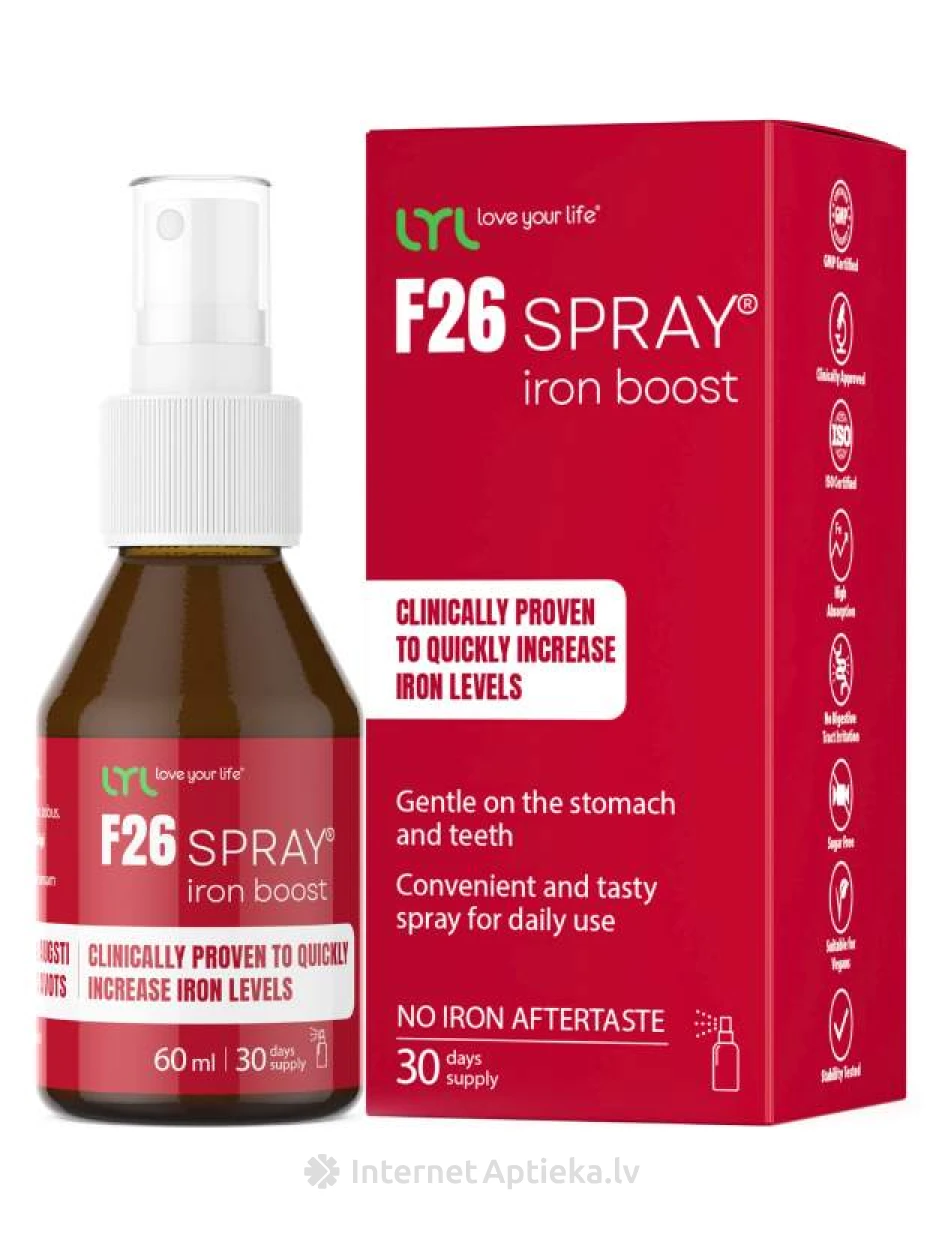 LYL F26 SPRAY®️ Iron Boost sprei, 60 ml | internetaptieka.lv