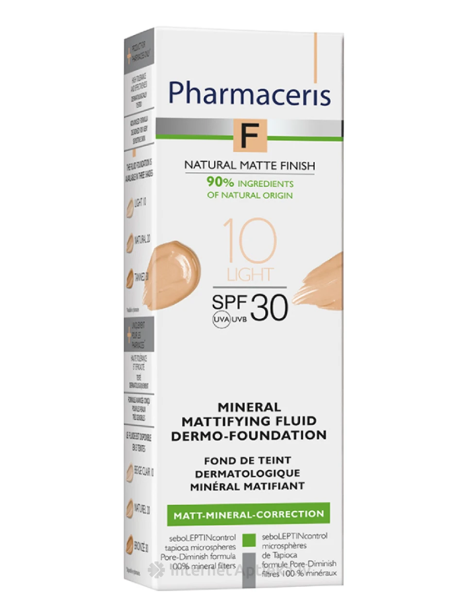 Pharmaceris F Minerāls matējošs tonālais krēms SPF30 10 light, 30ml | internetaptieka.lv