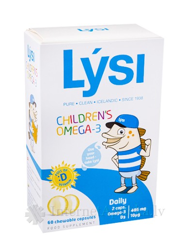 Lysi Children Omega-3 рыбий жир для семьи, фруктовый вкус, 60 жевательных капсул