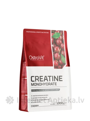 OstroVit 100% Creatine Monohydrate Cherry Pulber, 1000 g | internetaptieka.lv
