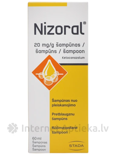 Nizoral šampūns 20 mg/g, 60 ml | internetaptieka.lv
