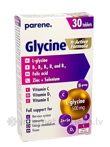 Glycine Active Formula parene, 30 tabletti | internetaptieka.lv