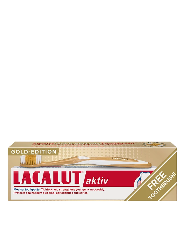 Lacalut Gold Edition Lacalut Aktiv zobu pasta + zobu birste