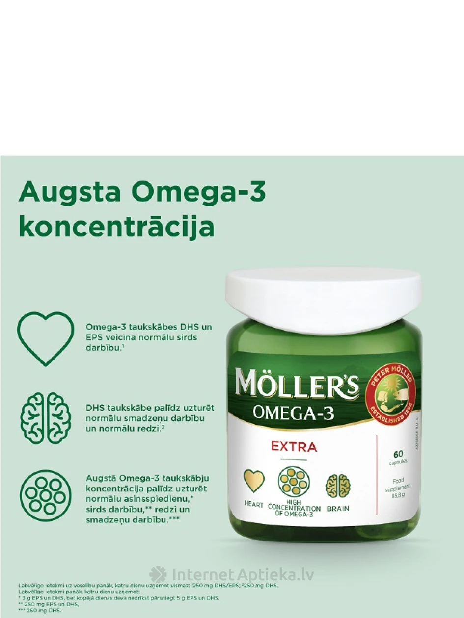Möller’s Omega-3 Extra, 60 капсул | internetaptieka.lv