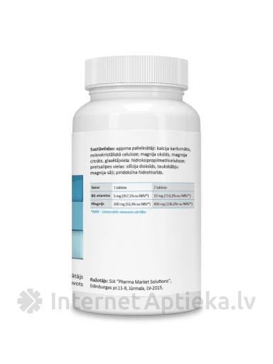 Magneesium + B6-vitamiin tabletti, 30 tk. | internetaptieka.lv