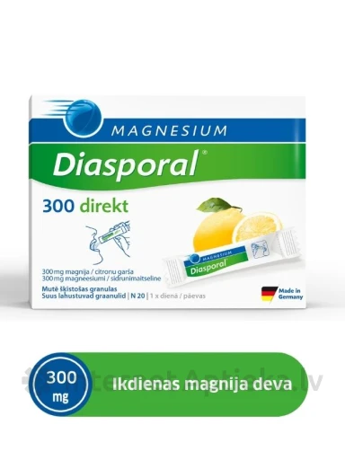 Magnesium Diasporal 300 direkt (магний) со вкусом лимона, 20 упаковок | internetaptieka.lv