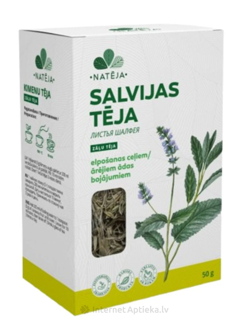 Чай Natēja Листья Шалфея, 50 г | internetaptieka.lv